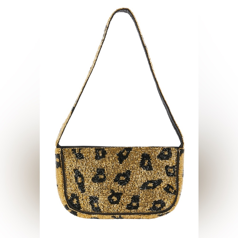 Never Fully Dressed Leopard Beaded Baguette (black and gold)